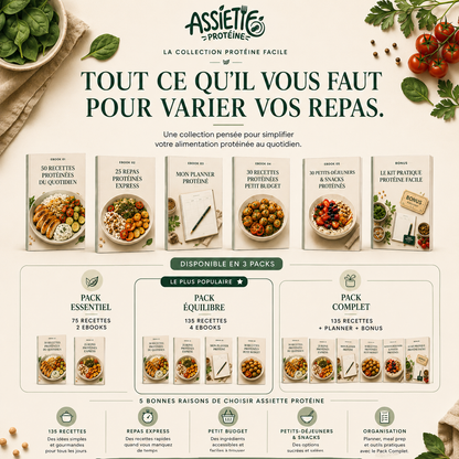 135 recettes protéinées + tous les outils pour mieux organiser vos repas.